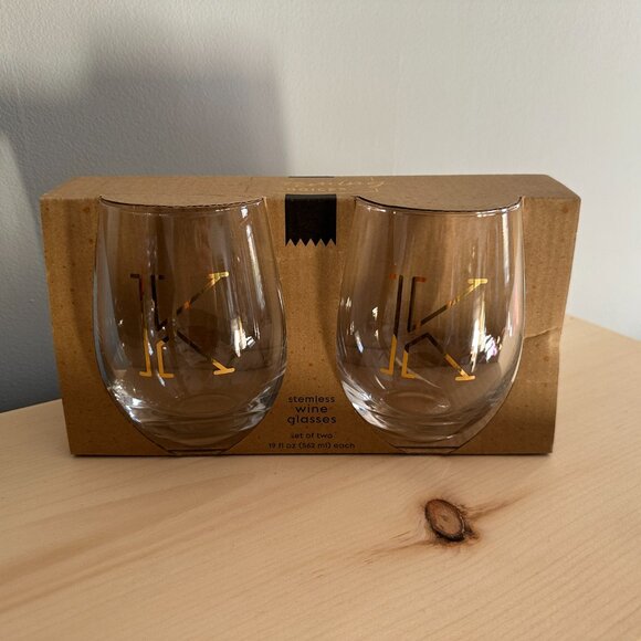 Charming Choices Stemless Wineglass | Set of 2 | Initial K | New in Box - Picture 5 of 5